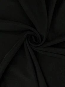 SHEIN Tall Plus Size Women Black Wrap Hem Top And Shorts Set, Casual - Black - View 4