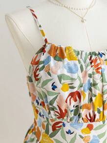 Soleia 大码女式清新花卉印花吊带背心连体衣，夏季度假