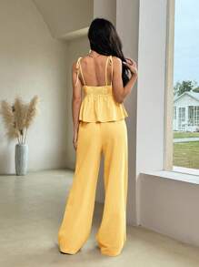 Comfortcana Trang phục hai mảnh dành cho phụ nữ mặc hàng ngày - Màu vàng - Xem 6