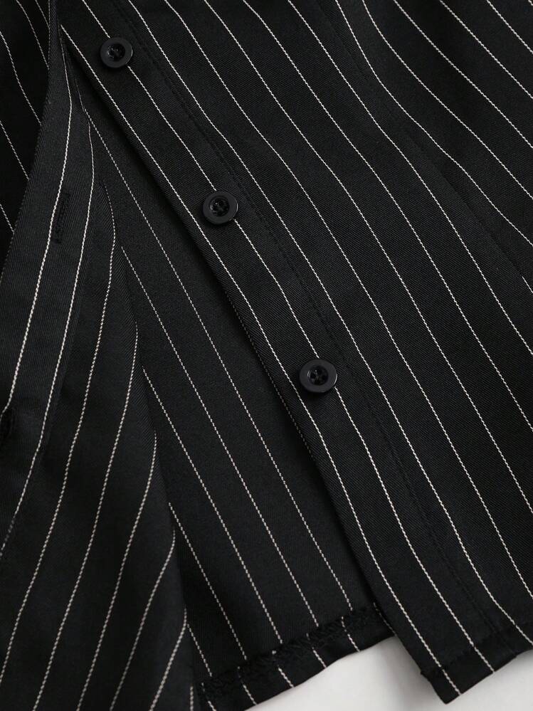 Sweetra Blusa de mujer de estilo retro estadounidense con bloques de color a rayas en negro y blanco de manga corta y corte crop, de ajuste estilizador y versátil - Negro - Añade 5