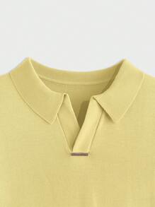 AKNOTIC Business Casual Men's Solid Color Polo Collar Casual Short Sleeve Knit Top, Suitable For Summer, School