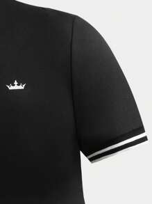 SHEIN Casual Stand Collar Knitted Polo Shirt For Teenage Boys