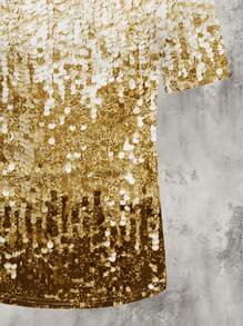 Manfinity AFTRDRK Shiny Gradient Gold Sequin Men's Casual Short Sleeve T-Shirt - Gold - View 3