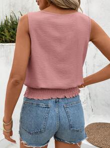 SHEIN LUNE Women's Casual Solid Sleeveless Round Neck Tank Top, Basic Cute Blouse For Spring & Summer Daily Wear - Pink - View 2