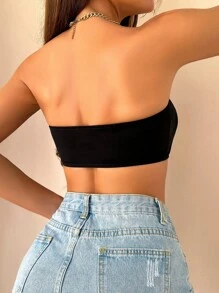 2 件套女士内衣文胸，前开合，带衬垫，聚拢 - 黑色 - 查看 5