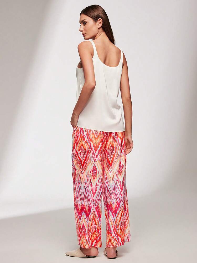 Satin Tank Top & Patterned Pants PJ Set