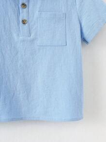 Loomiva 男童纯色Polo领短袖休闲衬衫