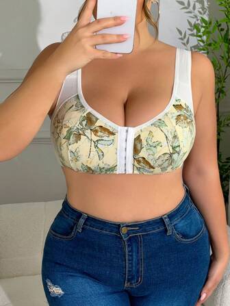 Moonlight & Mama 1 st Plus Size Blommig Print Mamma Amning Front Öppen BH