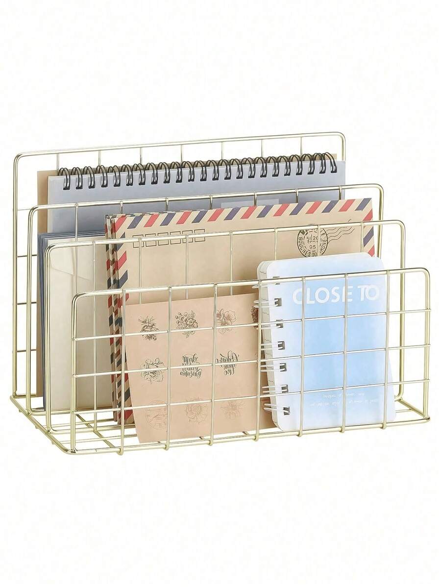 SHEIN Prateleira de armazenamento multicamadas para cartas e livros, decoração minimalista para a volta às aulas