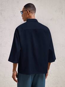 AKNOTIC Formal Men's Loose Drop Shoulder Short Sleeve Collared Casual Shirt, Suitable For Daily Wear - Apricot - View 7