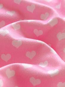 SHEIN 2pcs Newborn Baby Girls' Cute Heart Pattern & Ditsy Floral Long Sleeve Romper Set
