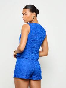 AiiRZ Broderie Anglaise Round Neck Waistcoat - Blue - View 2