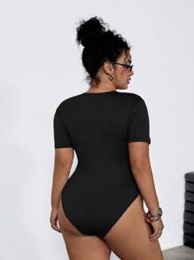 SHEIN EZwear Plus Size Black Sexy Tight Bodysuit Summer Summer Outfits For Women Vacation Outfits Women Cowgirl Outfits For Women Western Wear Women Business Casual Woman Festival Airport Outfit For Women Graduation Outfit Rave Outfits Rave Outfits Festival Coquette Outfits Y2k Clothes Women Cowboy Streetwear Gyaru 2000s Disco Outfit - Black - View 2