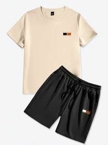 Manfinity Homme 2pcs Men's Casual Round Neck Short Sleeve T-Shirt And Shorts Set, Summer Summer Outfits For Men
