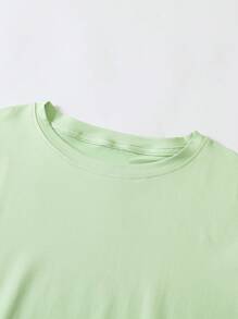 SHEIN MOOSTA Plus-Size Women's Turtle Print Casual Crew Neck T-Shirt For Beach Vacations - Green - View 10