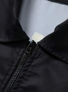 Manfinity EMRG Plus Size Men Letter Print Zip Closure Casual Short Sleeve Shirt - Black - View 3