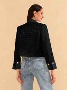 SHE(IN) BRASIL Áo khoác chi tiết vạt trước có nút - màu đen - Xem 2