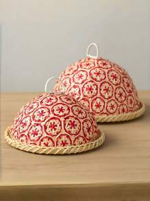 1 pieza Cesta tejida a mano de ratán para frutas/pan talla grande vendida para la celebración del Eid Al-Adha y el Ramadán, con tapa, bandeja de almacenamiento de alimentos transpirable, estilo bohemio para la sala de estar, oficina, comedor, picnic al aire libre, diseño bohemio de lujo y ligero.