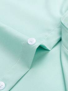Manfinity Mode Men's Knight Print Long Sleeve Single-Breasted Casual/Business Shirt, For Fall - Mint Green - View 4