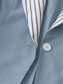 Regalyn Blazer casual de manga larga con botones, en talla grande, con diseño de rayas y parches, adecuado para ir al trabajo