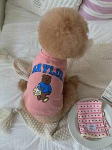 1pc Pet Dog/Cat Clothes, Cute Bear Design, Made Of Spun Rayon, Suitable For Small And Medium Breed Dogs - Multicolor - View 9