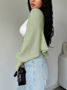 SHEIN Unity Short Versatile Casual Solid Color Sleeveless Cardigan Fall Winter Cloth For Women - Green - View 5