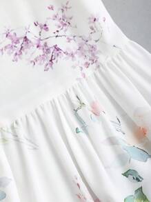 Sweetra Vestido midi de verano francés, vestido elegante de alta gama con estampado de tulipanes para señoras
