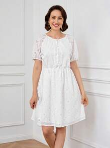 Miaspire Vestido corto de mujer para el verano, Vestidos de verano para mujeres, Vestidos blancos para mujeres, Vestidos elegantes blancos y clásicos para mujeres, Vestido blanco elegante y modesto para graduación - Blanco - Ver 5