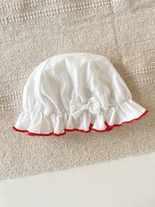 2 件套新生儿夏季和 4 季无袖连体衣，公主蝴蝶结撞色饰边长袖连体衣，含裤子和帽子