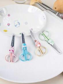 可爱卡通不锈钢工艺剪刀 - 迷你便携式文具剪刀带盖，适用于剪贴簿 DIY 工艺用品、返校用品、学校用品 - 彩色 - 查看 7