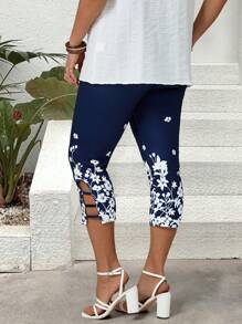 EMERY ROSE Leggings con estampado floral casual para tallas grandes