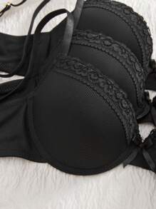 DesireSculpt Bộ 3 áo ngực nâng ngực tối giản thường ngày dành cho nữ - màu đen - Xem 4