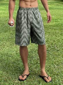 DAZY Men's Summer Floral Print Camo Green Casual Shorts Vacation - Army Green - View 7
