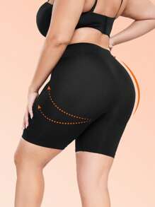 SHEIN 1pc Women Plus Size Seamless High Waist Abdomen Control Shaping Leggings - Black - View 2