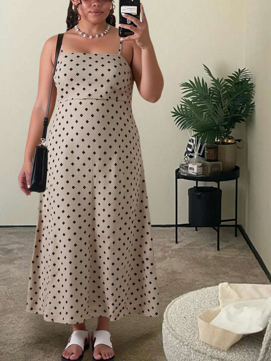 INAWLY Plus Size Spaghetti Strap Dress, Fashionable For Summer - Multicolor - View 1