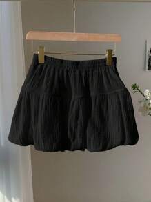 Comfortcana Women's Casual Bowknot Decor Bubble Hem Skirt, Summer