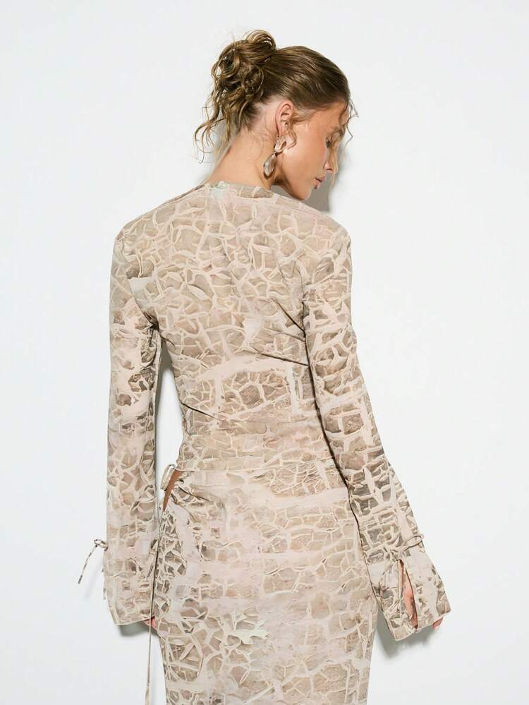 KIZN Elegant Ruffle Blouse With Cut Out Waist