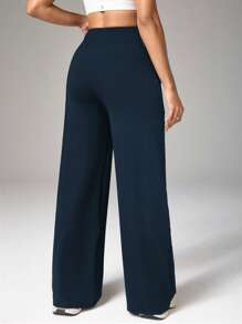 Easithlete 女式运动瑜伽喇叭裤，带交叉腰带和字母印花