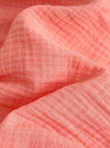SHEIN Young Girls V-Neck Tassel Pleated Puff Sleeve Loose Blouse, Casual Style Mori Girl Dress - Coral Pink - View 10