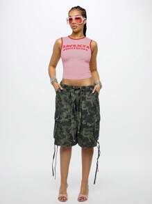 SUMWON WOMEN 4th Of July America's Sweetheart Y2K Crop Tank Athletic Cotton Jersey Tank Top Retro Aesthetic Urban Streetwear Gym Workout Teen Fashion Summer Spring - Baby Pink - View 3