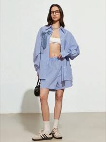 Aveloria GENKIRA Women Two Pieces Outfits For Daily Wear Fall Cloth For Women - Blue and White - View 5
