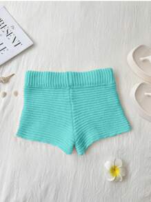 Elamini Hand Crochet Starfish Beach Shorts For Holiday - Green - View 2