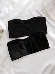 2 件套女士内衣文胸，前开合，带衬垫，聚拢 - 黑色 - 查看 3