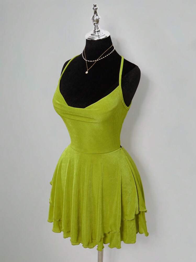 annesophie backless summer dress green Asym dress back knot bottle main image 1