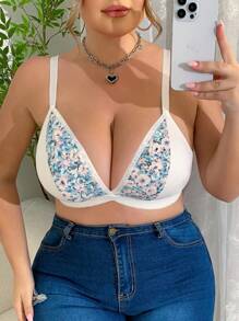 SHEIN 1pc Plus Size Wireless Bra For Women - Multicolor - View 4