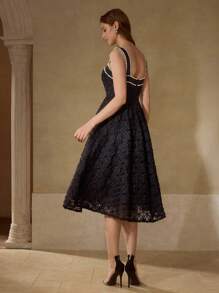 MOTF PREMIUM FAUX PEARL TRIM FLOWY DRESS - Black - View 6