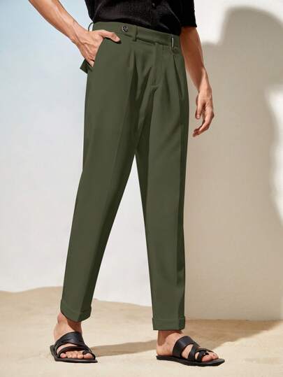 AKNOTIC Formal Pantalones rectos de unicolor tejidos para hombre, de fácil cuidado