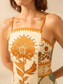 CAJUNI Đầm Maxi xẻ tà họa tiết hoa và vẹt phong cách Boho nhiệt đới, ngày lễ, thường ngày, mùa hè cổ điển dành cho nữ - Nhiều màu - Xem 6