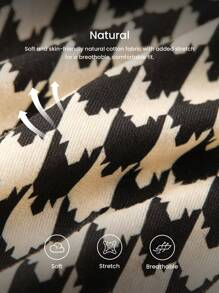 LUVLETTE 黑色柔软棉质基础款阔腿印花休闲裤，带口袋，可作睡衣外穿，透气女士睡裤 - 黑與白 - 查看 6