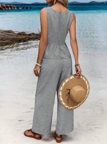 EMERY ROSE Women Two Pieces Outfits For Daily Wear Island Vacation Outfits - Multicolor - View 2